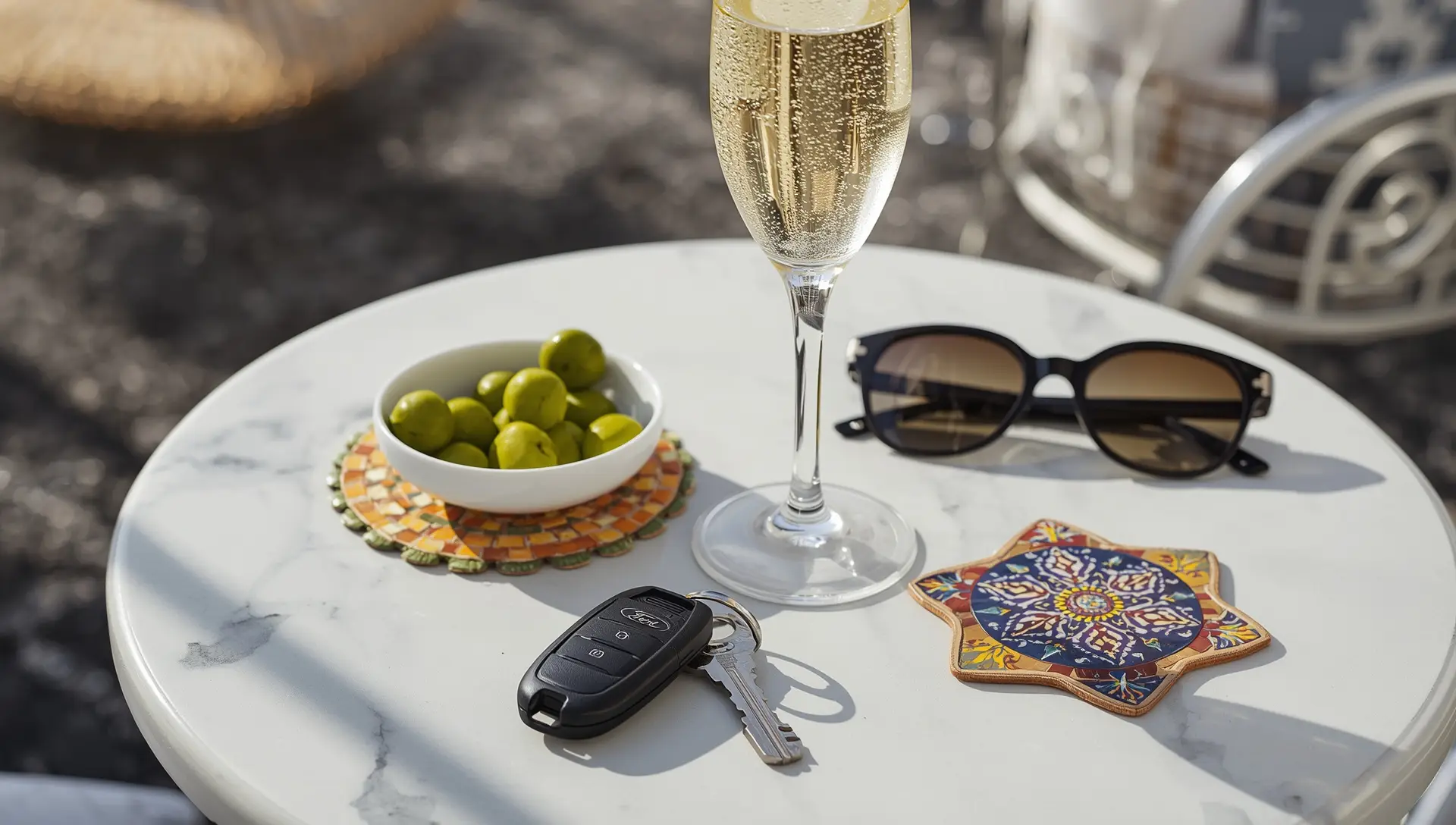 Mappa e chiavi auto per pianificare noleggio a Barcellona